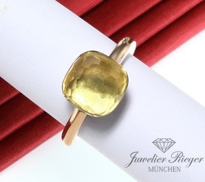 . Pomellato Ring Nudo Classic Rosegold Weissgold 750 Zitronenquarz Gr 53 Gold Dame