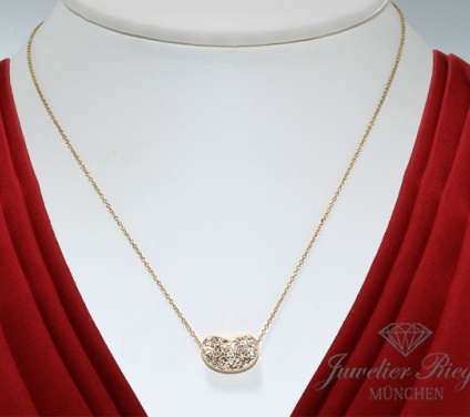 . Tiffany & Co. Collier Elsa Peretti Bean 14,8 mm breit Gelbgold 750 Diamanten