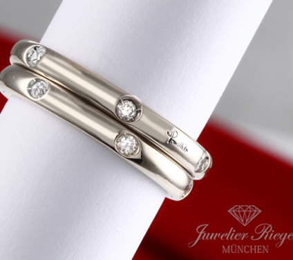 . Pomellato Lucciole 2 Ringe Weissgold 750 Diamanten Billanten Gr 50 & 52 Gold