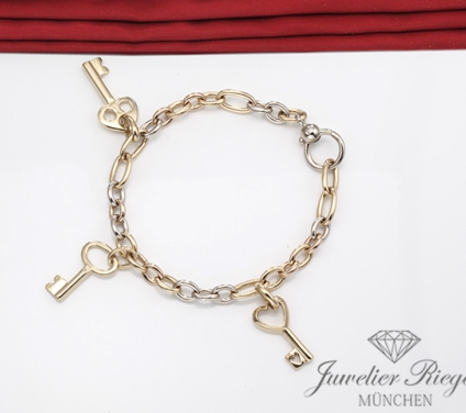 . Pomellato Armband Gelbgold Weissgold Rosegold 750 3 Schlüssel Länge 22 cm Gold