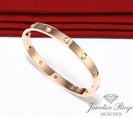 . Cartier Armreif Love Rosegold 750 Größe 19 10 Diamanten Gold Armband Damen