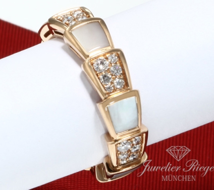 . Bulgari Ring Serpenti Viper Rosegold 750 Gr 53 2020 Perlmutt Diamanten Gold