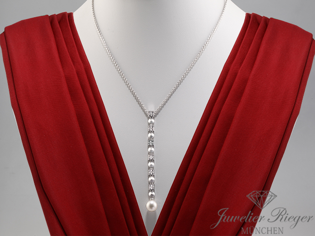 Bild 1 der Galerie: Bulgari Collier Lucea Weissgold 750 Diamanten Perle Kette Halskette Gold