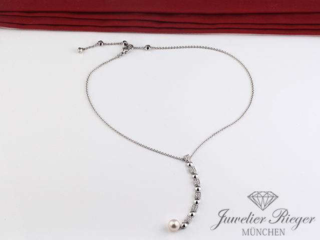 Bild 4 der Galerie: Bulgari Collier Lucea Weissgold 750 Diamanten Perle Kette Halskette Gold