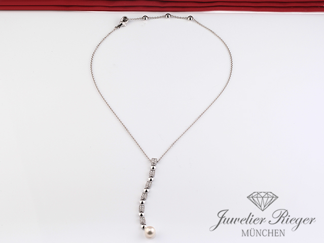 Bild 5 der Galerie: Bulgari Collier Lucea Weissgold 750 Diamanten Perle Kette Halskette Gold
