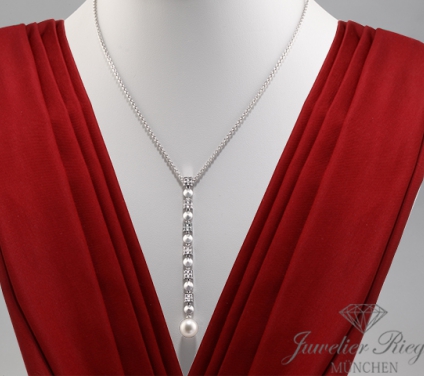 . Bulgari Collier Lucea Weissgold 750 Diamanten Perle Kette Halskette Gold