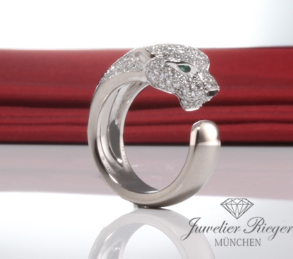 . Cartier Ring Panthere Mittleres Modell Weissgold 750 Diamanten Größe 55 N4224952