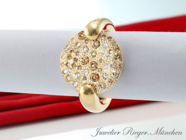 Bild 2 der Galerie: Pomellato Ring Sabbia Gelbgold & Weissgold 750 braune Diamanten Gr 53 Gold