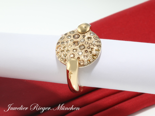 Bild 1 der Galerie: Pomellato Ring Sabbia Gelbgold & Weissgold 750 braune Diamanten Gr 53 Gold