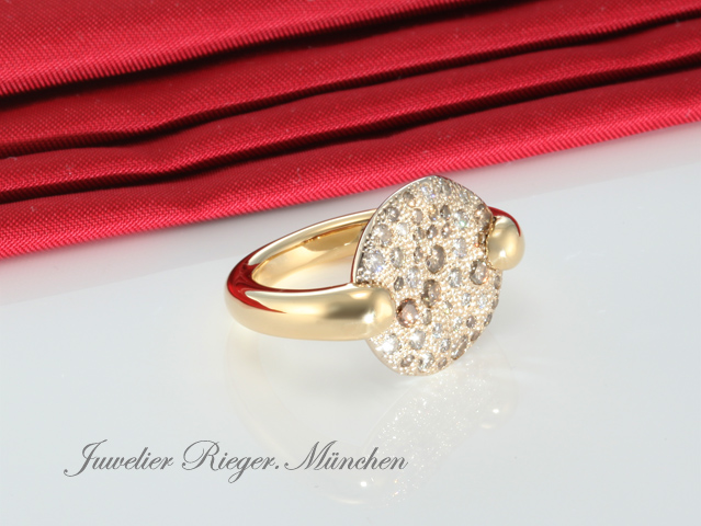 Bild 3 der Galerie: Pomellato Ring Sabbia Gelbgold & Weissgold 750 braune Diamanten Gr 53 Gold