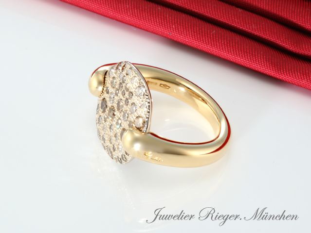 Bild 4 der Galerie: Pomellato Ring Sabbia Gelbgold & Weissgold 750 braune Diamanten Gr 53 Gold