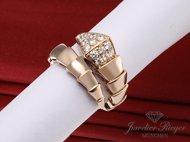 Bild 1 der Galerie: Bulgari Ring Serpenti Viper Rosegold 750 Gr 51/52 Diamanten Brillanten 2017 Gold