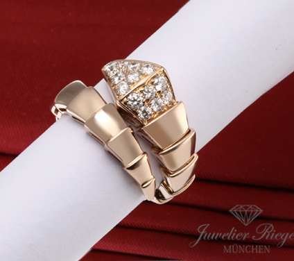 . Bulgari Ring Serpenti Viper Rosegold 750 Gr 51/52 Diamanten Brillanten 2017 Gold
