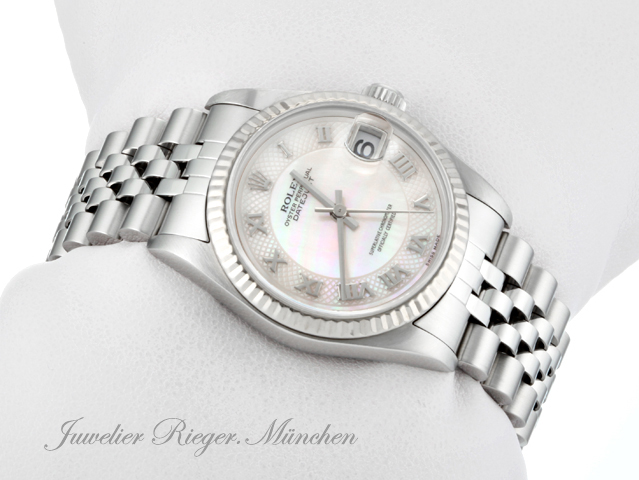 Bild 3 der Galerie: Rolex Medium Datejust 31 mm Stahl Weissgold 750 Perlmutt 2002 Automatik Gold