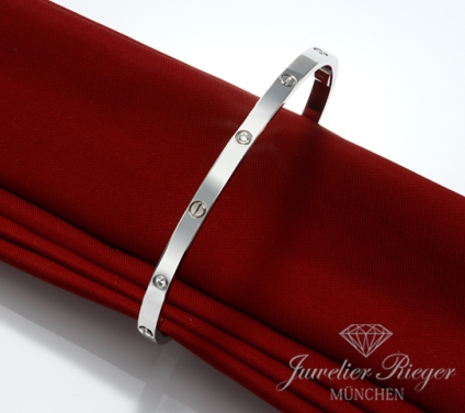 . Cartier Armreif Love SM Weissgold 750 6 Diamanten Größe 19 2022 B6079517 Gold