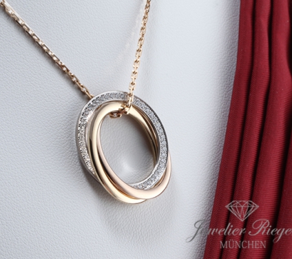 . Cartier Collier Trinity Gelbgold Rosegold Weissgold 750 Diamanten Gold Halskette