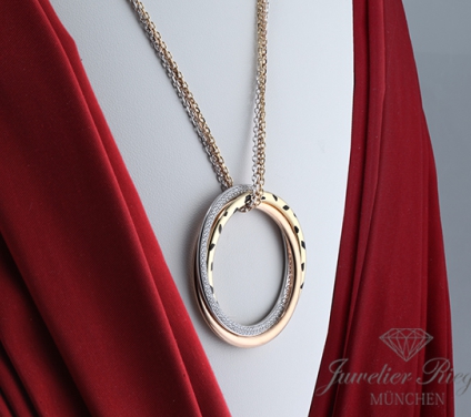 . Cartier Collier Trinity Panthere Gelbgold Rosegold Weissgold 750 Diamanten Gold