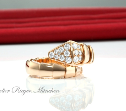 . Bulgari Ring Serpenti Viper Rosegold 750 Diamanten Brillanten Gr S 2018 Gold