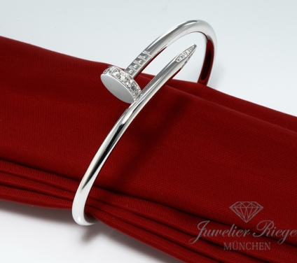 . Cartier Armreif Juste un Clou Weissgold 750 Diamanten Gr 18 Gold Damen