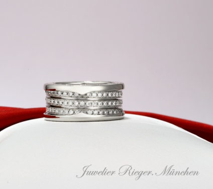 . Bulgari Ring B-Zero 1 4-Band Weissgold 750 Diamanten Gr 52 Gold Brillanten