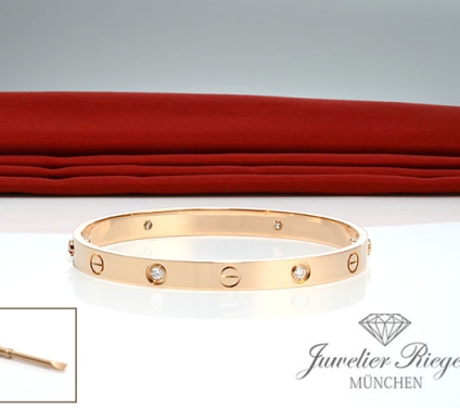. Cartier Armreif Love Rosegold 750 Größe 18 4 Diamanten Gold Armband