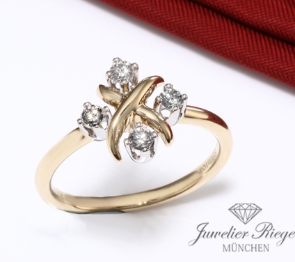 . Tiffany & Co. Ring Schlumberger Lynn Gelbgold 750 Platin 950 Diamanten Gr. 53