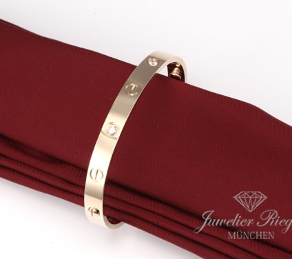 . Cartier Armreif Love Gelbgold 750 Größe 18 4 Diamanten Gold Armband