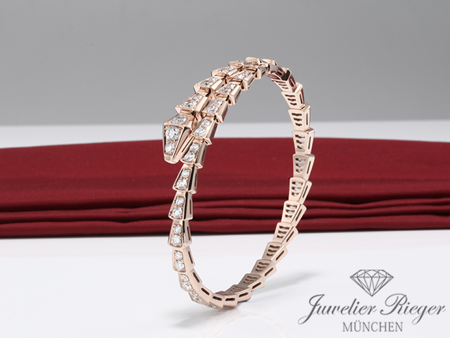 Bild 5 der Galerie: Bulgari Armreif Serpenti Viper Rosegold 750 Diamanten Größe L 2019 Armband Gold