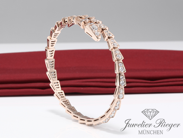 Bild 2 der Galerie: Bulgari Armreif Serpenti Viper Rosegold 750 Diamanten Größe L 2019 Armband Gold