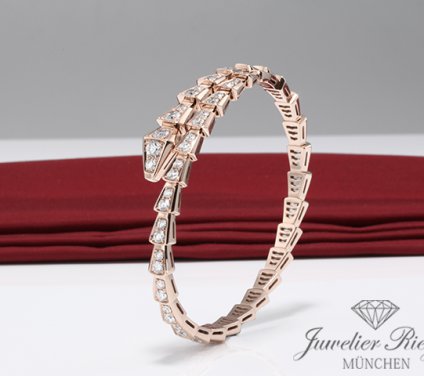 . Bulgari Armreif Serpenti Viper Rosegold 750 Diamanten Größe L 2019 Armband Gold