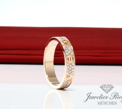 . Cartier Ring Love Kleines Modell Rosegold 750 Gr 51 2020 Diamanten ca. 0,31 ct