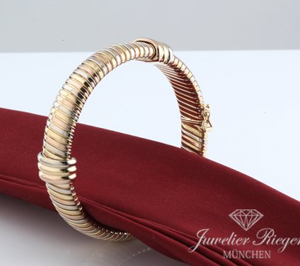 . Cartier Armreif Tubogas Gelbgold Rosegold Weissgold 750 Größe 17,5 cm Damen Gold